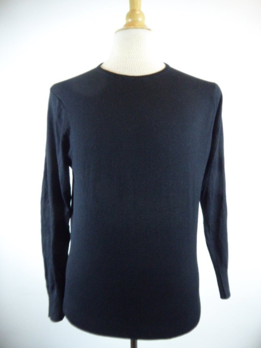 John Smedley black sea island cotton crew neck sweater top classic M